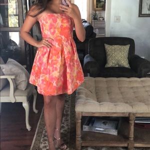 Trina Turk Strapless Fit & Flare Pink Floral Dress